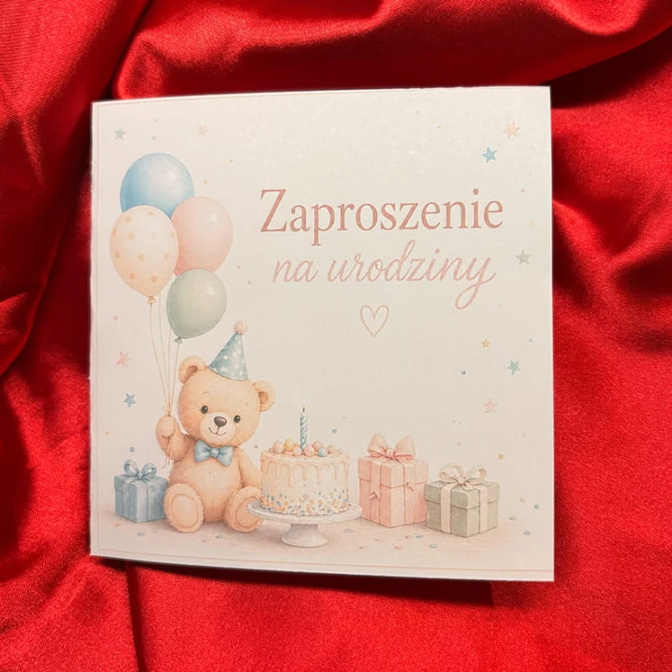Zaproszenie na urodziny "słodki miś"
